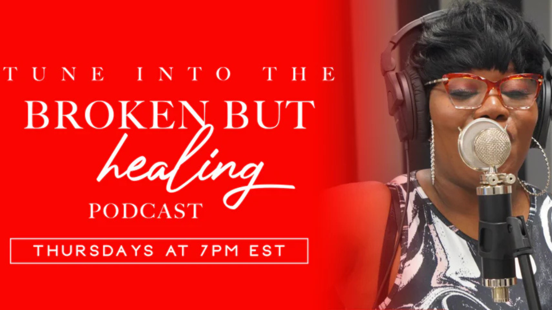 Tonya Holmes hosting the Broken But Healing podcast